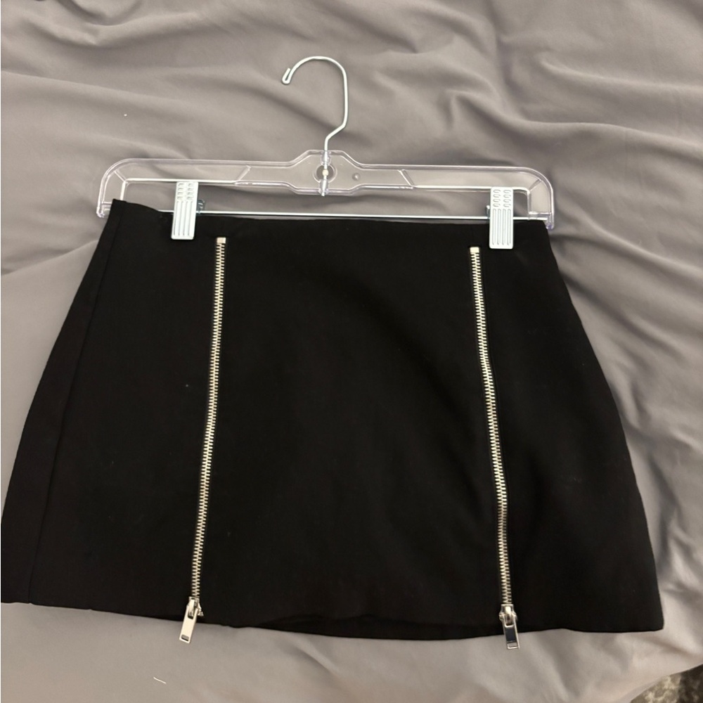 Black Zippered Mini Skirt